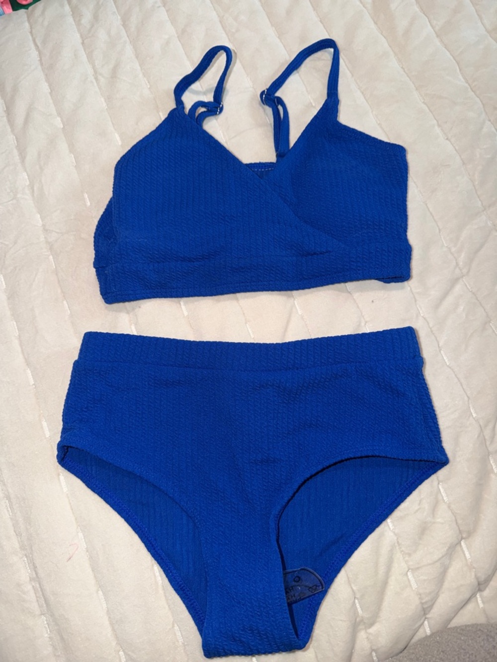 Royal Blue Two-Piece Textured Bikini Set